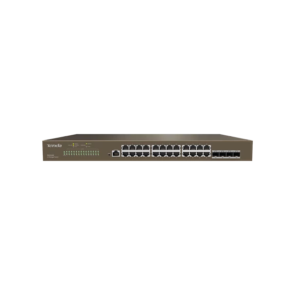 Tenda Switch Vezérelhető - TEG3328F (L2; 24x1Gbps + 4x1G SFP port; rack-mount)