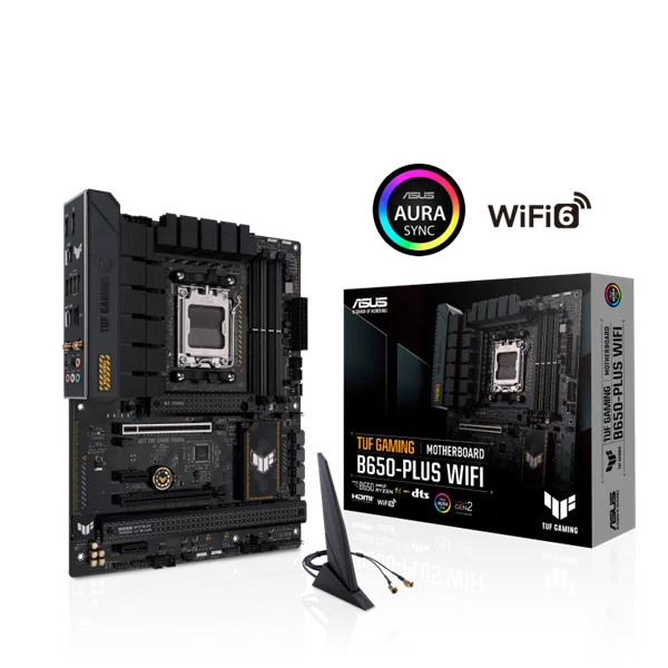 Asus Alaplap - AMD TUF GAMING B650-PLUS WIFI AM5 (B650, ATX, 4xDDR5 6400+MHz, 4xSATA3, 3x M.2, HDMI+DP)