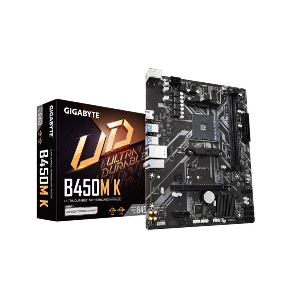 Gigabyte Alaplap - AMD B450M K AM4 (B450, 2xDDR4 2933MHz, PCI-E, RAID, 4xSATA3, M.2, 6xUSB2.0, 6xUSB3.1)