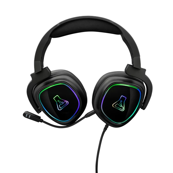 The G-Lab Fejhallgató - KORP RADIUM BLACK (mikrofon,USB, 3,5mm Jack, hangerőszabályzó, LED,nagy-párnás)