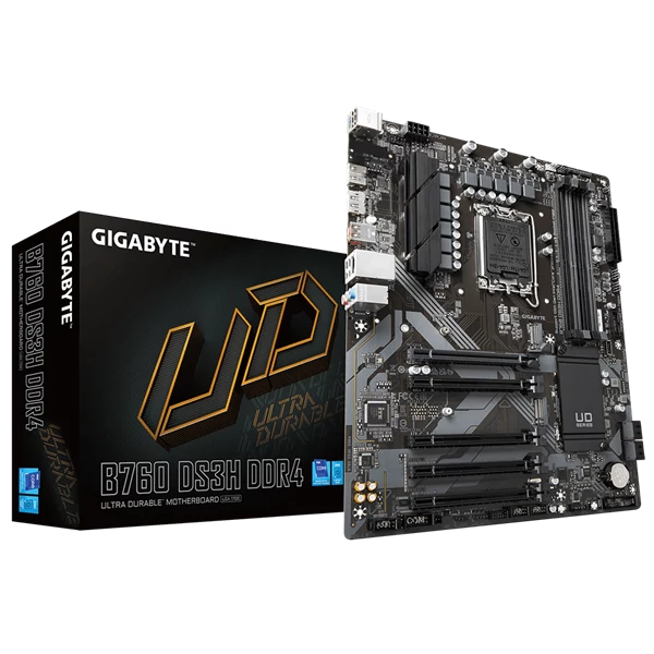 Gigabyte Alaplap - Intel B760 DS3H DDR4 s1700 (B760, 4xDDR4, 5333MHz, DP/HDMI, 4xSATA3, M.2, 4xUSB2.0, 3xUSB3.2, USB-C)