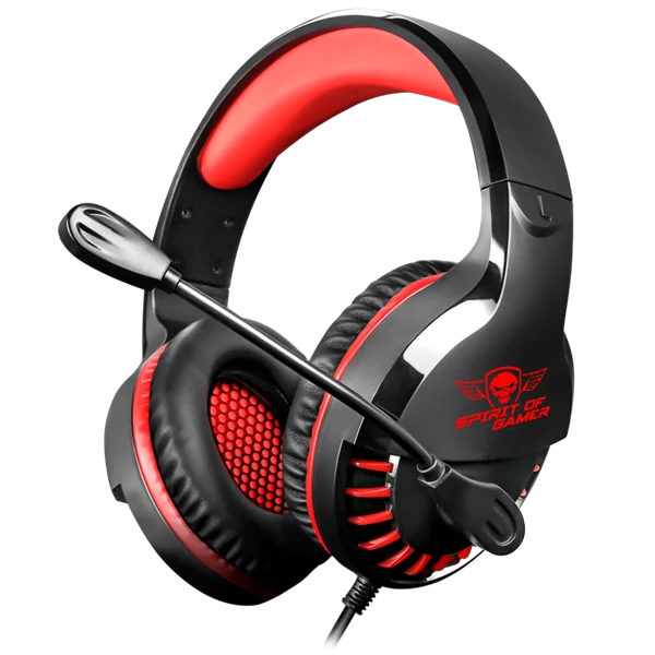 Spirit of Gamer Fejhallgató - PRO-H3 Red (MultiPlatform, mikrofon, 3.5mm jack, hangerőszabályzó, 2m kábel, piros)