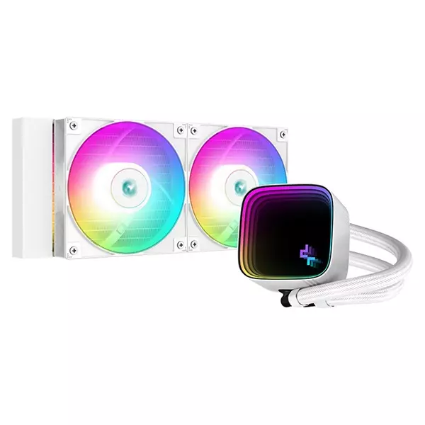 DeepCool CPU vízhűtő - LS520 SE WH (max 19dB; max. 103,38 m3/h; 2x12cm, A-RGB LED, fehér)