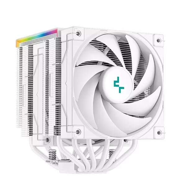 DeepCool Aktív CPU hűtő - AK620 Digital WH (28 dB; max, 117,21 m3/h; 4pin csatlakozó, 6 db heatpipe, 2x12cm, PWM, fehér)