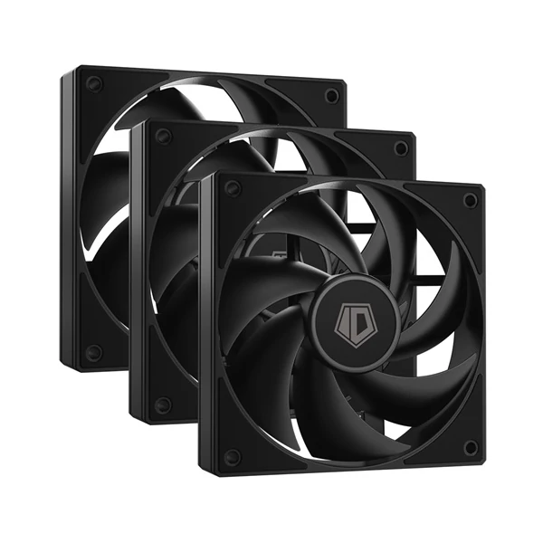 ID-Cooling Cooler 12cm - AF-125-K TRIO 3 db! (29,85dB, max. 132,94 m3/h, 4pin, PWM, 3 x12cm, ARGB LED, fekete)