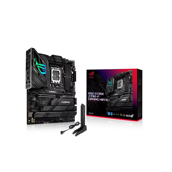 Asus Alaplap - Intel ROG STRIX Z790-F GAMING WIFI II LGA1700 (Z790, ATX, 4xDDR5 8000+MHz, 4xSATA3, 4xM.2, HDMI+DP)