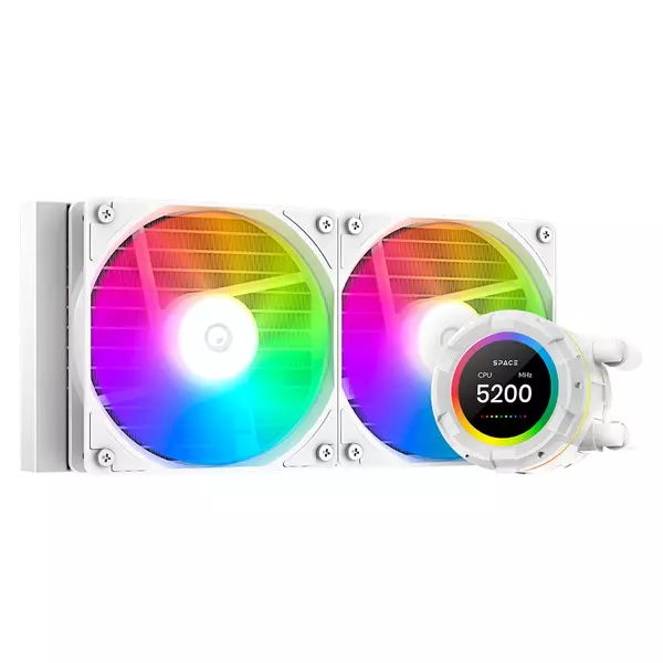 ID-Cooling CPU vízhűtő - Space SL240 XE WHITE (25dB; max. 129,39 m3/h; 2x12cm, A-RGB LED, fehér)