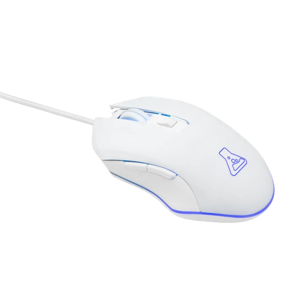 The G-Lab Gamer Egér - KULT-HELIUM-W (3200 DPI, 6 gomb, makro, 1,8m kábel, RGB LED, fehér)