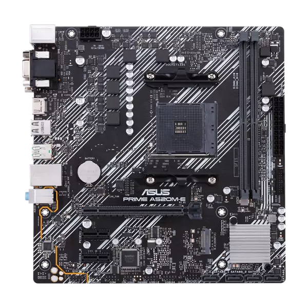 Asus Alaplap - AMD PRIME A520M-E/CSM AM4 (A520, 2xDDR4 4600MHz, 1xGBE LAN, 1xM.2, 4xSATA3, 6xUSB2.0, 7xUSB3.2)