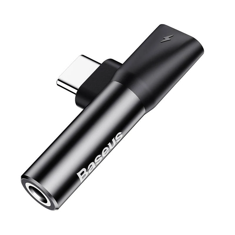 Baseus USB-C - 3,5 mm-es Mini Jack + USB-C audioadapter (fekete)