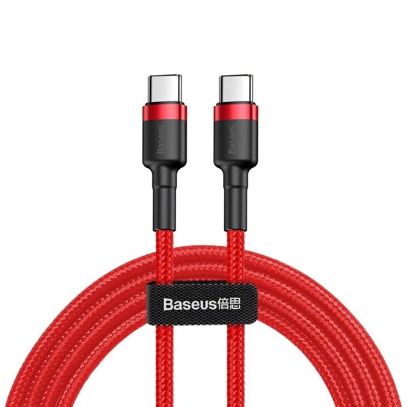 Baseus Cafule USB-C - USB-C PD 2.0 QC 3.0 töltő- és adatkábel, 60 W, 1 méter (piros)