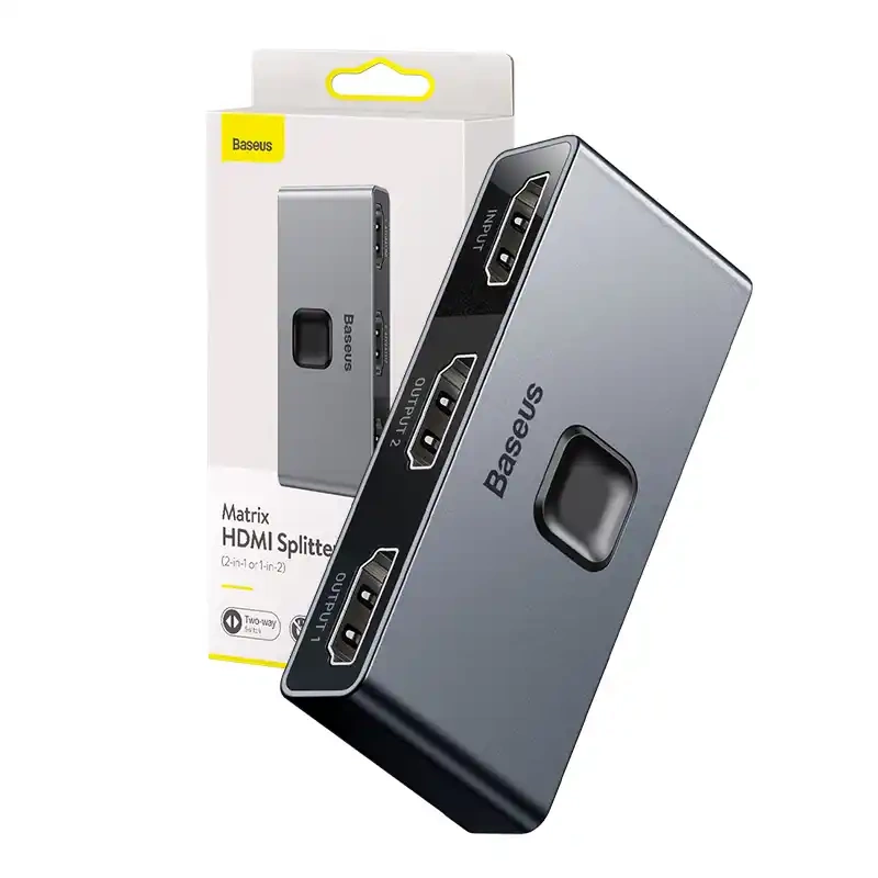 Baseus Matrix HDMI kétirányú kapcsoló/elosztó (2 bemenet, 1 kimenet / 1 bemenet, 2 kimenet), 4K