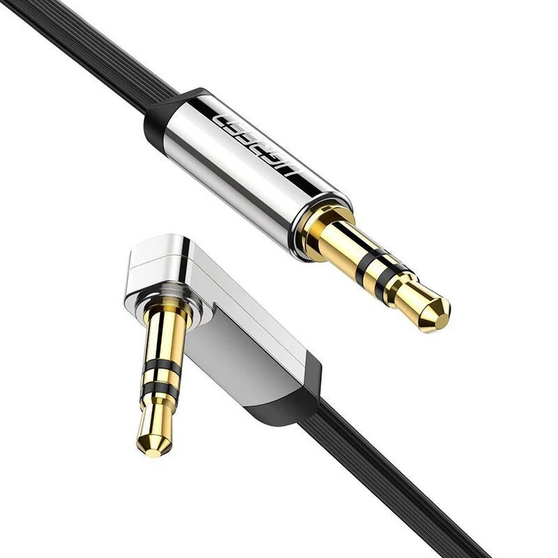 UGREEN 3,5 mm-es AUX mini jack lapos kábel, 2 méter, fekete