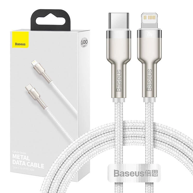 Baseus Cafule USB-C - Lightning adat- és töltőkábel, 20 W, 1 méter (fehér)