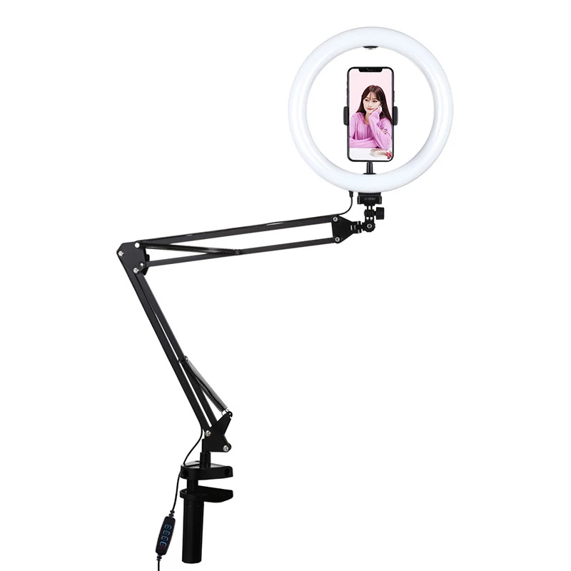 Puluz PKT3090B LED Asztali telefon állvány klipsszel, 26 cm