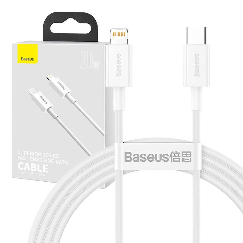 Baseus Superior USB-C - Lightning Adat- és Töltőkabel, 20W, PD, 1,5 méter (fehér)
