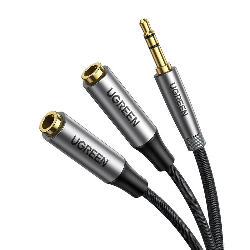 UGREEN AV191 3,5 mm-es AUX Audio elosztó kábel, 20 cm, fekete