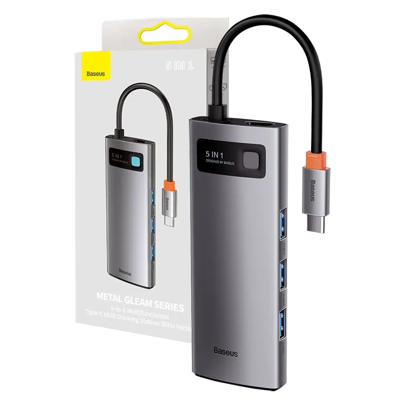 Baseus 5 az 1-ben USB-C Hub Adapter 3x USB 3.0 + HDMI + USB-C PD