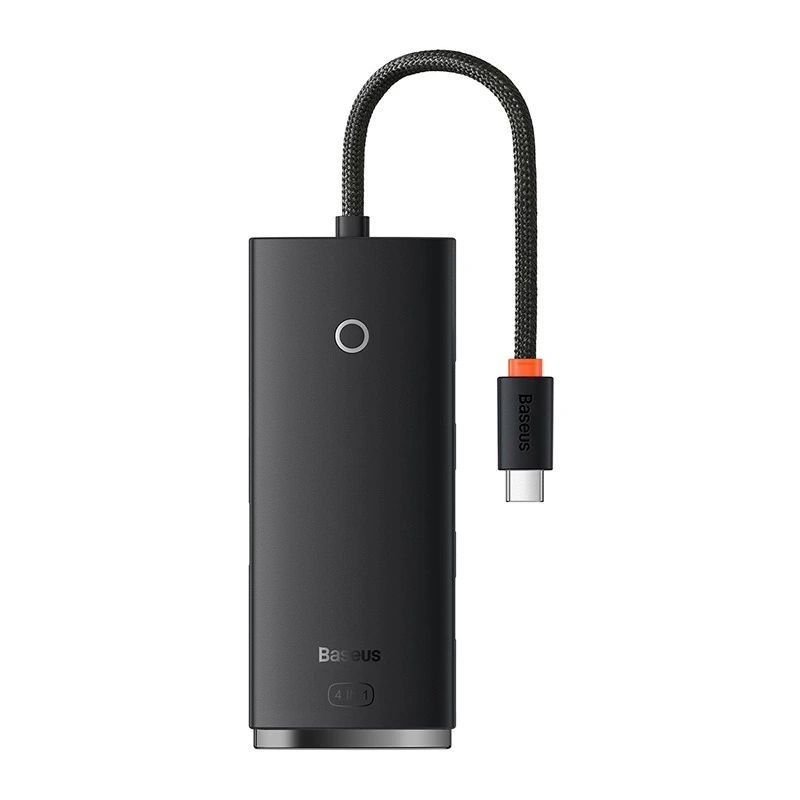 Baseus Lite sorozatú 4 az 1-ben USB-C Hub 4x USB 3.0 + USB-C csatlakozó, 25 cm (fekete)