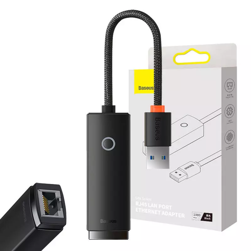 Baseus Lite sorozatú USB - RJ45 hálózati adapter (fekete)