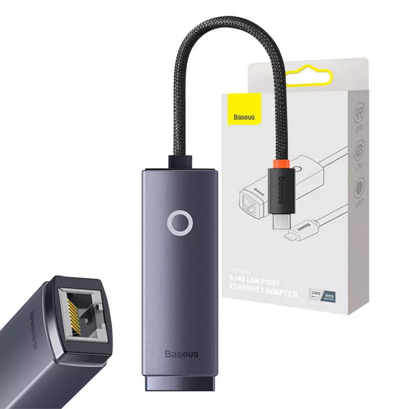 Baseus Lite sorozatú USB-C - RJ45 hálózati adapter (szürke)