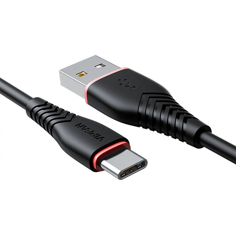 Vipfan Anti-Break X01 USB-A - USB-C töltő- és adatkábel, 3A, 1 méter (fekete)