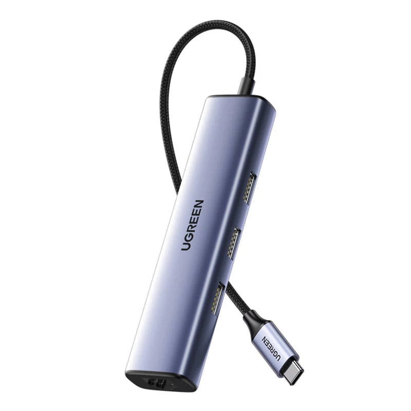 UGREEN CM475 USB-C 4 az 1-ben Adapter (3x USB 3.0, RJ45, USB-C PD) - Szürke