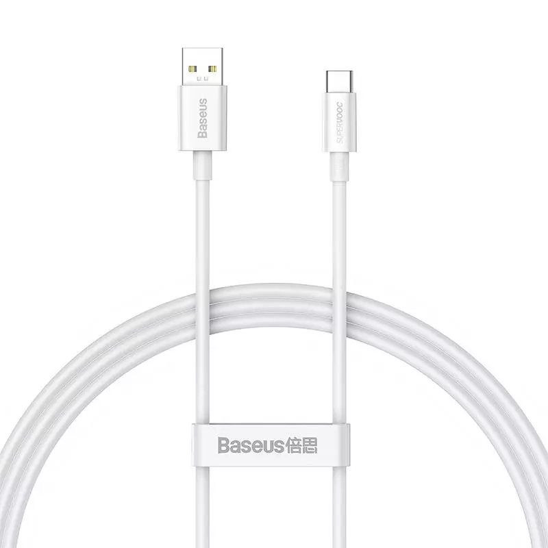 Baseus Superior USB-A to USB-C Kábel, Gyors Töltés, 65W, PD, 1 Méter, Fehér