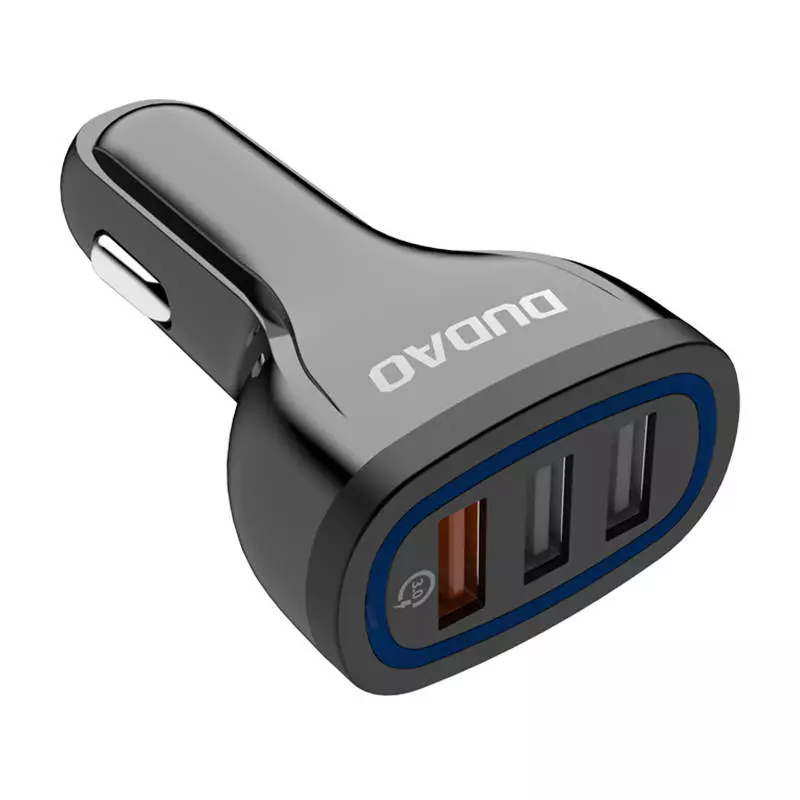 Dudao R7S Autós töltő 3 USB porttal, QC 3.0 szabvánnyal, 18W teljesítménnyel (fekete)