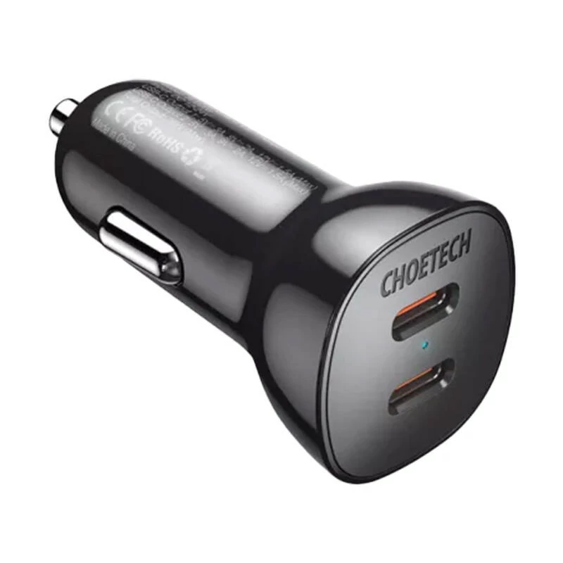 Choetech TC0008 Autóstöltő 2x USB-C Csatlakozóval, 40W-os Teljesítménnyel