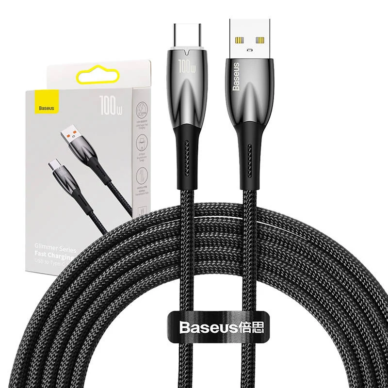 Baseus Glimmer USB - USB-C töltőkábel, 100W, 2m (fekete)