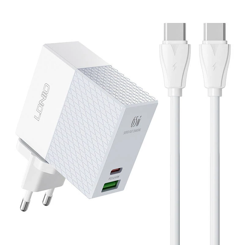 LDNIO A2620C Hálózati Töltő USB-C és USB-A Csatlakozókkal és USB-C - USB-C Kábellel