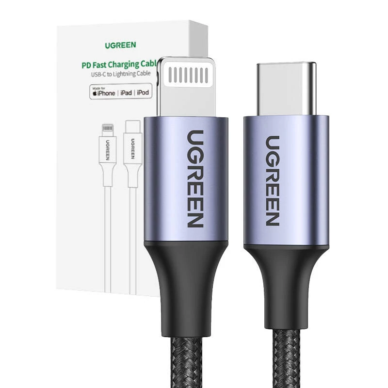UGREEN PD 3A US304 Lightning-USB-C kábel, 1.5m (fekete)