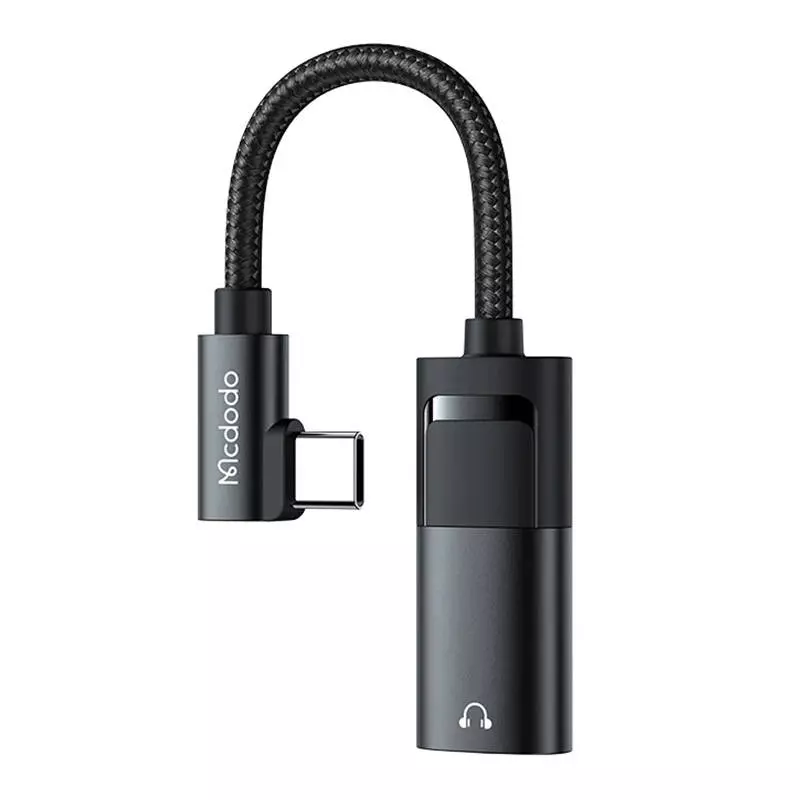 Mcdodo CA-1880 USB-C - 3.5mm AUX adapter + USB-C csatlakozó (fekete)