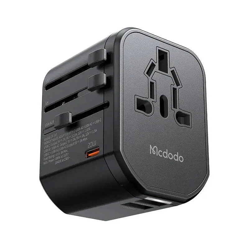 Mcdodo CP-3471 univerzális fali töltő EU/US/AU/UK, PD 20W (fekete)