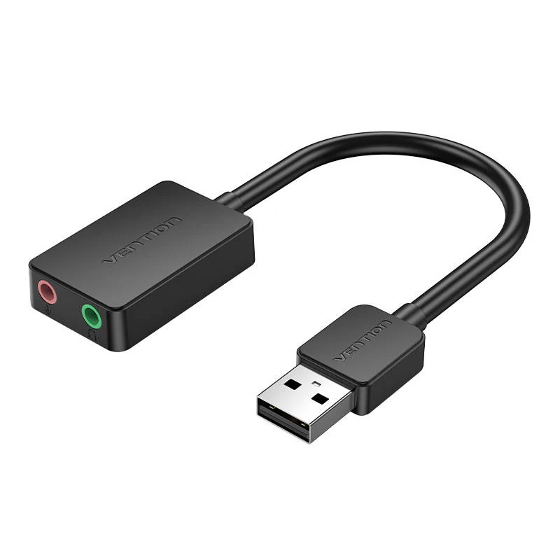 Vention CDYB0 2 portos külső hangkártya USB 2.0 csatlakozóval, 0,15 m kábellel