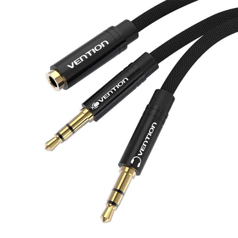 Vention BBLBAB 0.6m (fekete) 3.5mm jack - 2x 3.5mm jack audio kábel
