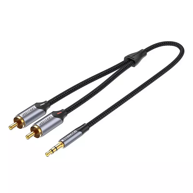 Vention BCNBD 0.5m (szürke) 2xRCA - 3.5mm Jack audio kábel