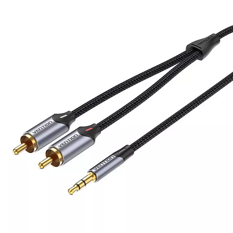 Vention BCNBF 1m szürke 2xRCA - 3.5mm jack audio kábel