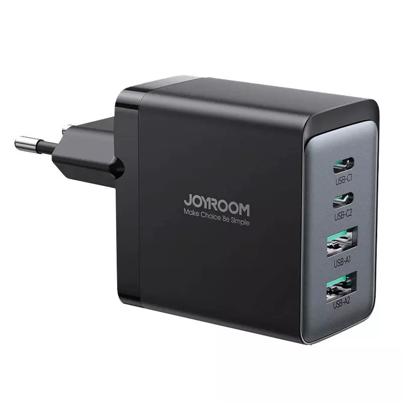 Joyroom TCG02 GaN Ultra Gyors Töltő 2 USB-A + 2 USB-C Csatlakozóval (Fehér), C-C Kábellel