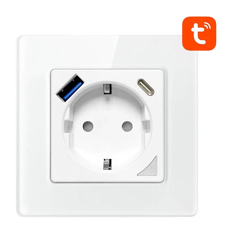 Avatto N-WOT10-USB-W WiFi Fali Konnektor USB-vel és USB-C Csatlakozóval (Fehér)