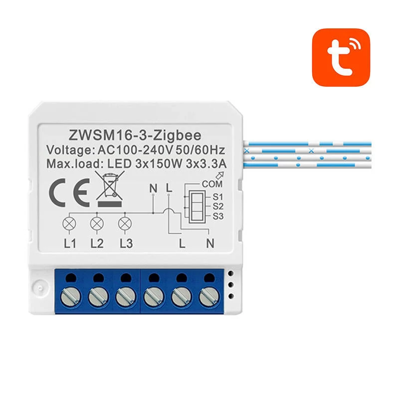 Avatto ZWSM16-W3 ZigBee okos kapcsoló modul TUYA