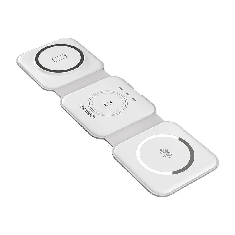 Choetech T588-F 3in1 Mágneses Vezeték Nélküli Töltő 15W (fehér)