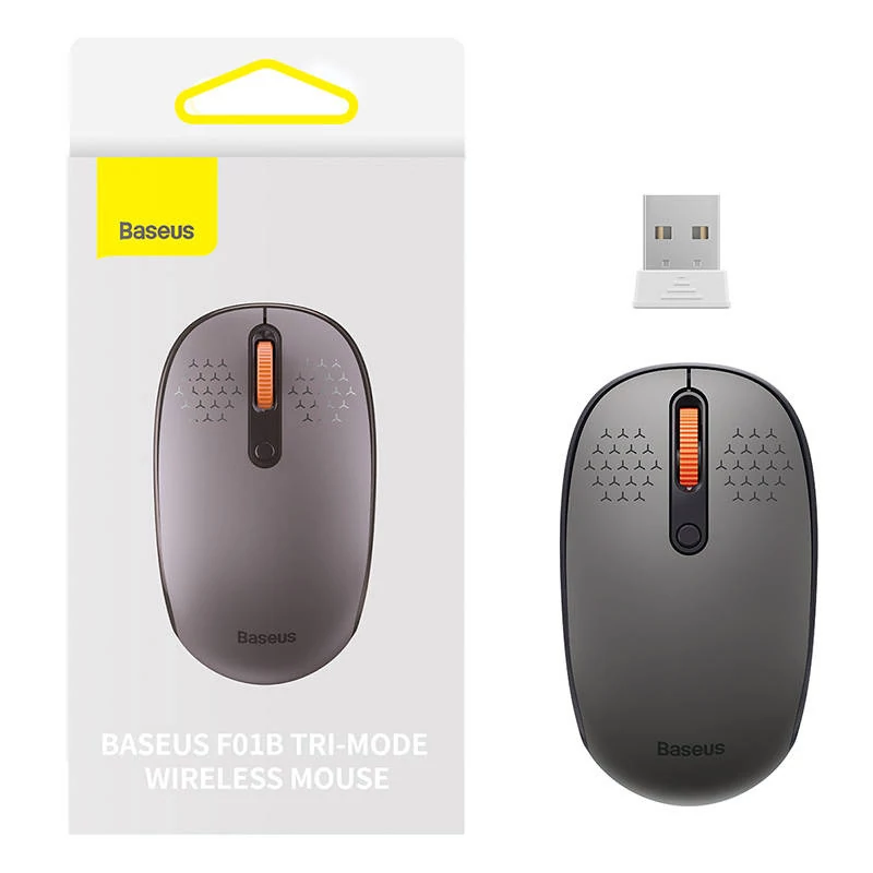 Baseus F01B vezeték nélküli egér, Tri-mode 2.4G BT 5.0 1600 DPI (szürke)