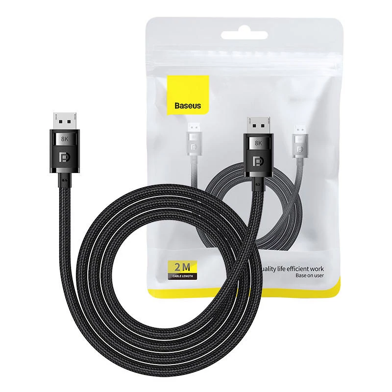 Baseus High Definition 2 méteres DisplayPort 8K kábel (fekete)