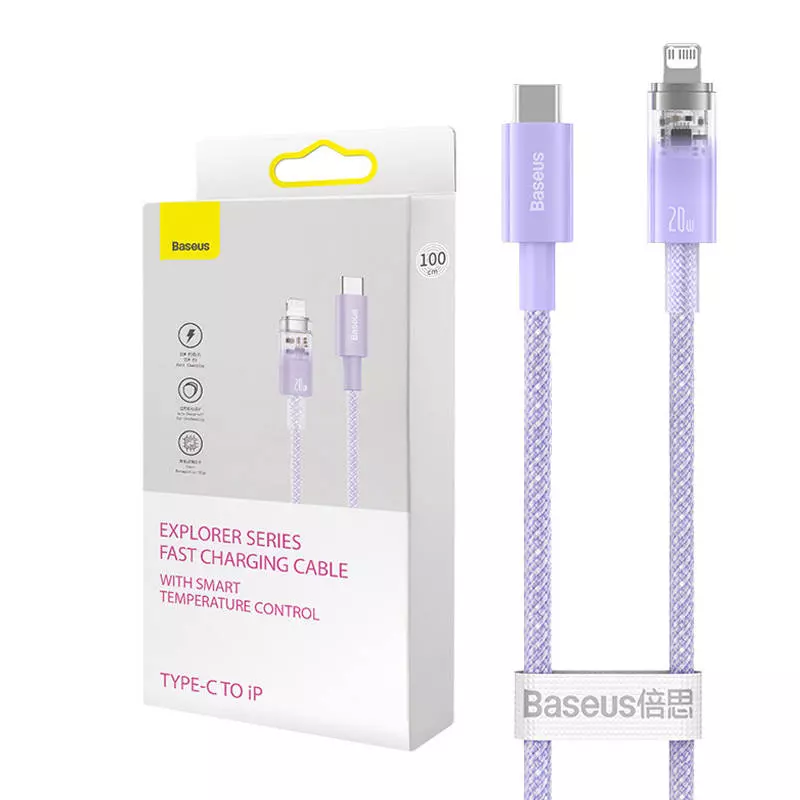 Baseus Explorer sorozatú USB-C - Lightning töltőkábel, 1m, 20W (lila)