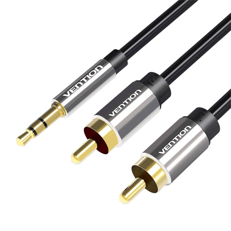 Vention BCFBJ 5m 2xRCA - 3,5mm Jack audiokábel (fekete)