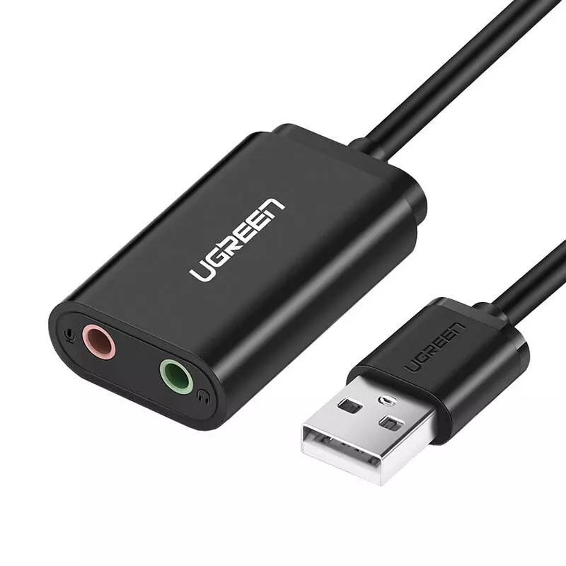 UGREEN 15 cm-es USB-s külső hangkártya (fekete)