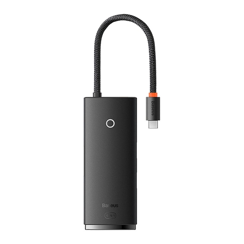 Baseus OS Lite 6 Portos Hub (Type-C - HDMI + USB 3.0 x 2 + PD + SD/TF) (Fekete)