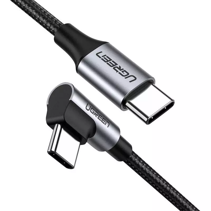 UGREEN US255 USB-C könyök kábel, 3A, 60W, 0,5 méter (fekete)